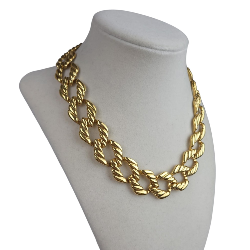 Vintage Napier Gold Tone Chunky Chain Collar Necklace 16" Statement Rope Knot - Picture 2 of 8